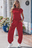 Beau Blue Solid Color Cropped Tank Top and Jogger Pants Set