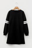 Black Preppy Striped Sleeve Loose Mini Dress