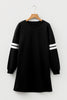 Black Preppy Striped Sleeve Loose Mini Dress