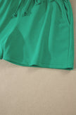 Sea Green Solid Color Loose Tee Drawstring Shorts 2pcs Outfit