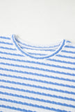 Pink Striped Print Short Sleeve Top and Pocket Shorts Set