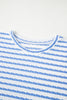 Pink Striped Print Short Sleeve Top and Pocket Shorts Set