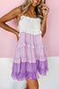 Fiery Red Pink Ombre Swiss Dot Ruffled Tiered Mini Dress