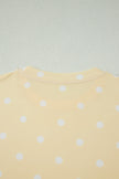 White Polka Dot Short Sleeve Loose Top Drawstring Shorts Set