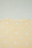 White Polka Dot Short Sleeve Loose Top Drawstring Shorts Set