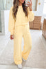 Yellow Cream Eyelet Embroidered Lace Patchwork Cropped Pullover Drawstring Pants Set