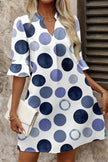 Green Polka Dot Print Flounced Half Sleeve Casual Vacation Style Mini Dress