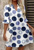 Green Polka Dot Print Flounced Half Sleeve Casual Vacation Style Mini Dress