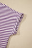 Brown Stripe Breathable Textured Knit Short 2pcs Set