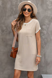 Apricot Twisted Ribbed Color Block Trim T Shirt Shift Dress