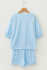 Pink Polka Dot Oversized Top Drawstring Short Set