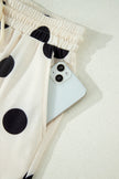 Pink Polka Dot Print V Neck Tee Short Set
