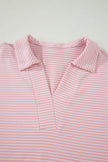 Sky Blue Striped Dolman Sleeve Pullover and Drawstring Shorts Set