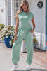 Beau Blue Solid Color Cropped Tank Top and Jogger Pants Set