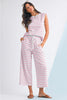 Rose Stripe Casual  Tee and Wide Leg Pants Set