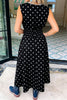 Brown Polka Dot Print Contrast Trim V Neck Zip Up Sleeveless Dress