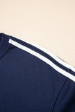 Gray Morn Varsity Striped Detail Cropped Pullover Wide Leg Pants 2pcs Outfit