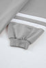 Mineral Red Varsity Stripe Patchwork Puff Sleeve Pullover Drawstring Wide Leg Pant Set