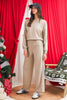 Gray Morn Varsity Striped Detail Cropped Pullover Wide Leg Pants 2pcs Outfit