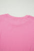 Sachet Pink Lace Patchwork Half Sleeve Top Elastic Waist Pants Two Piece Set