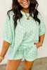 Pink Polka Dot Oversized Top Drawstring Short Set