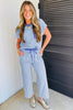 Rose Stripe Crew Neck Tee Drawstring Waist Cropped Pants Set