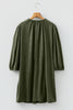 Moss Green Split Neck Scallop Detail Pleated Corduroy Mini Dress