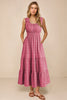 Black Shirred Pleated Square Neck Sleeveless Midi Dress