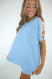 Mist Blue Granny Square Crochet Detail Short 2pcs Set