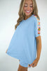 Mist Blue Granny Square Crochet Detail Short 2pcs Set