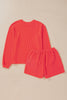 Chestnut Corded Long Sleeve Top and High Waist Shorts Set