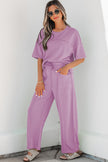 Mint Green Drop Shoulder Boxy Tee and Barrel Pants Set