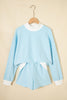 Pink Stripe Oversize Mock Neck Sweatshirt and Shorts Set